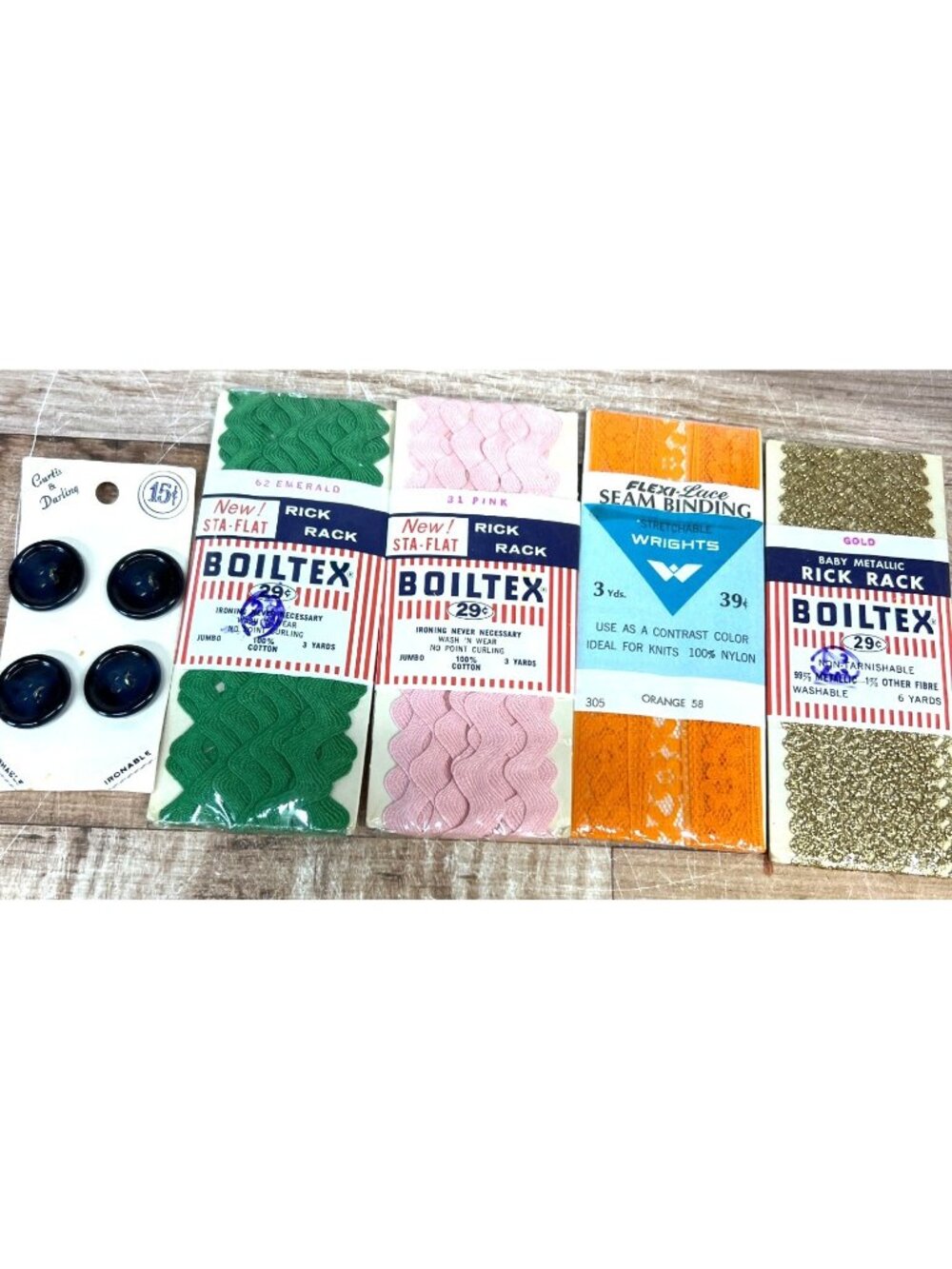 Vintage Rick Rack & Seam Binding Lot: Boiltex & Wrights 3-6 Yards Assorted Color